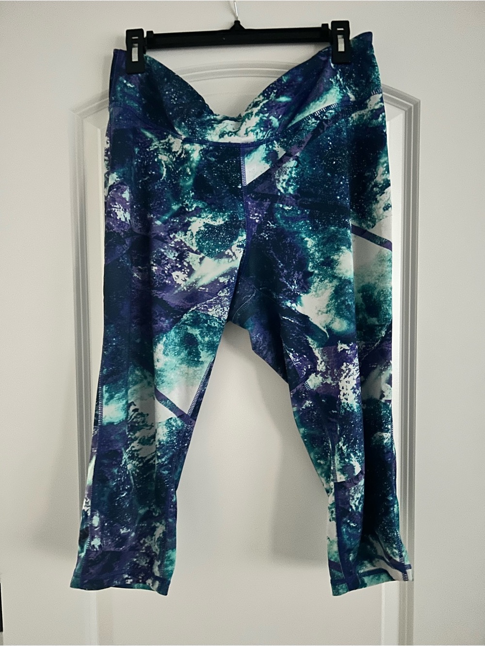 Adult Performance Leggings in Teal & Navy Galaxy Print